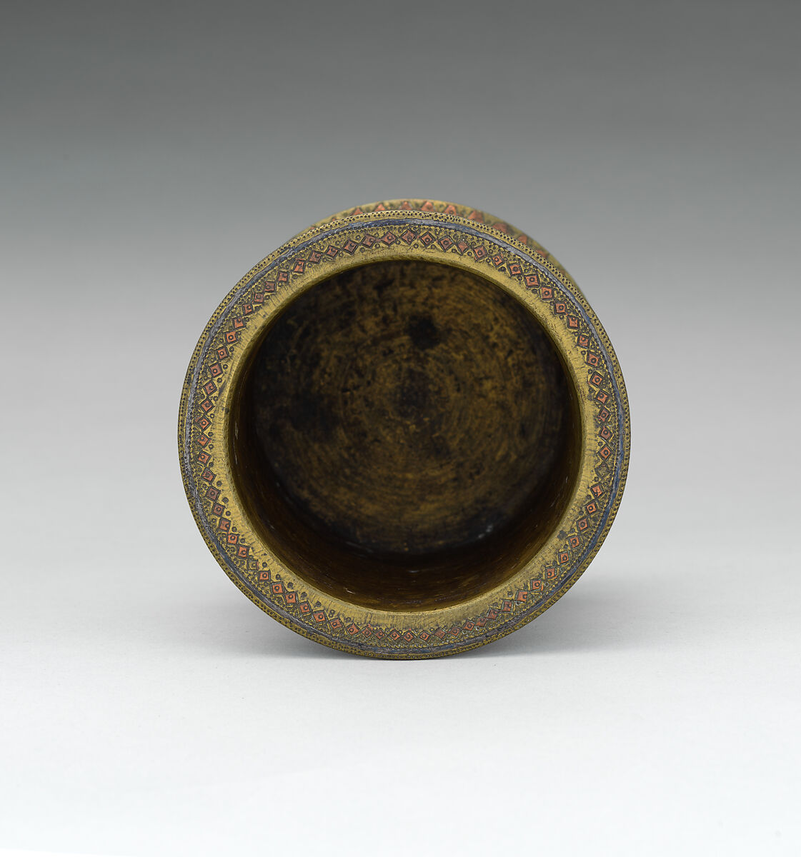 Vase, Brass; inlaid with copper