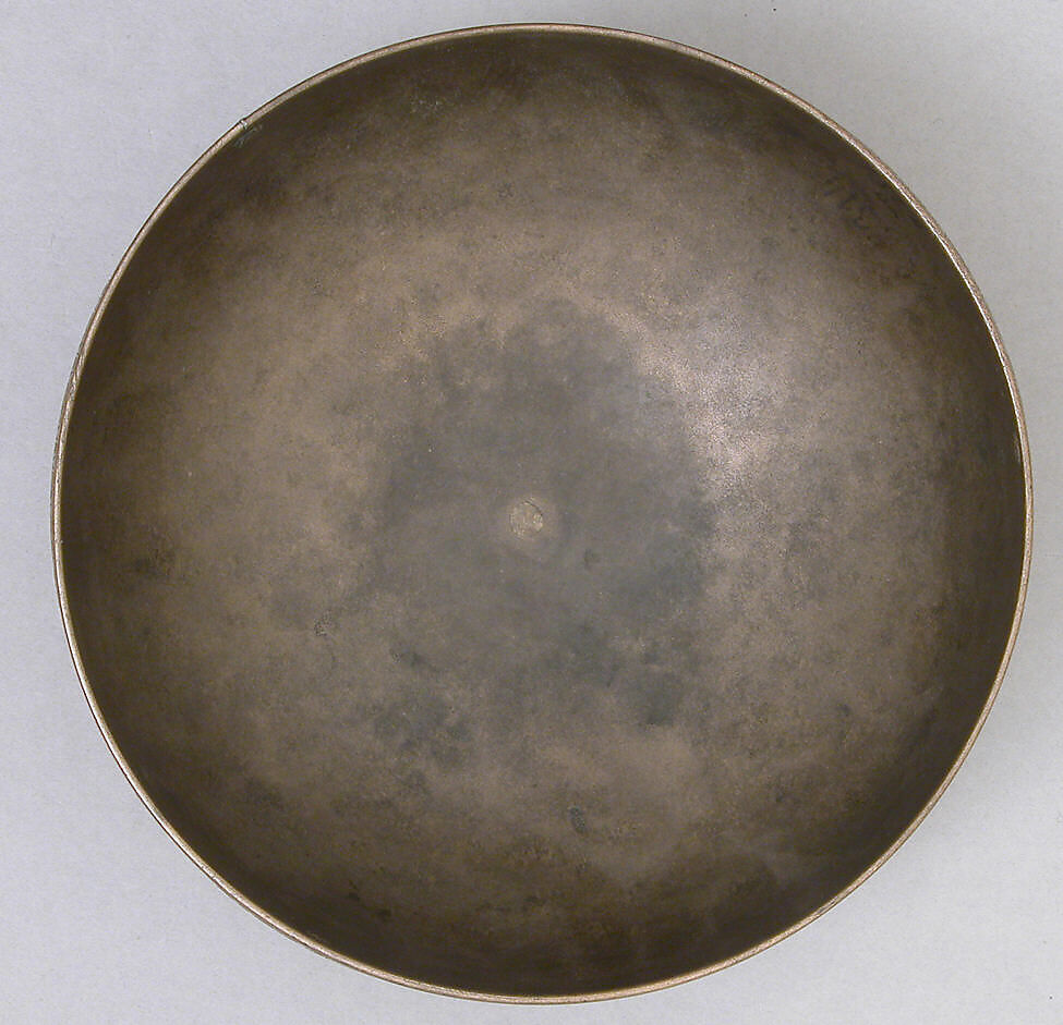 Bowl, Bronze; engraved and inlaid with silver