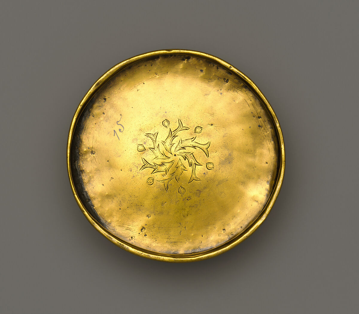 Box, Brass; engraved and originally inlaid with silver
