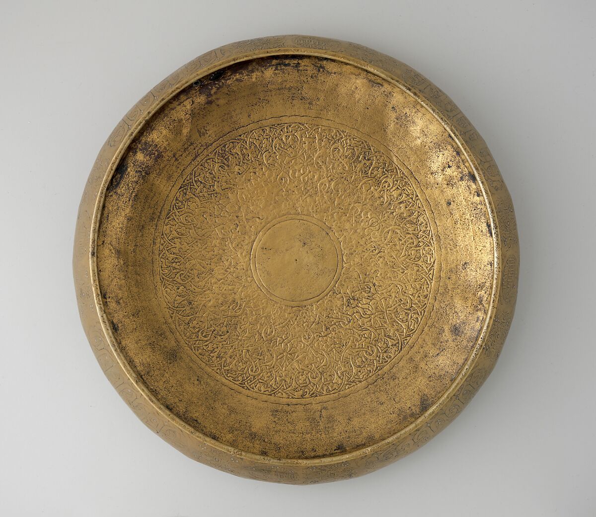 Basin of Sultan Qaytbay, Brass; inlaid with silver