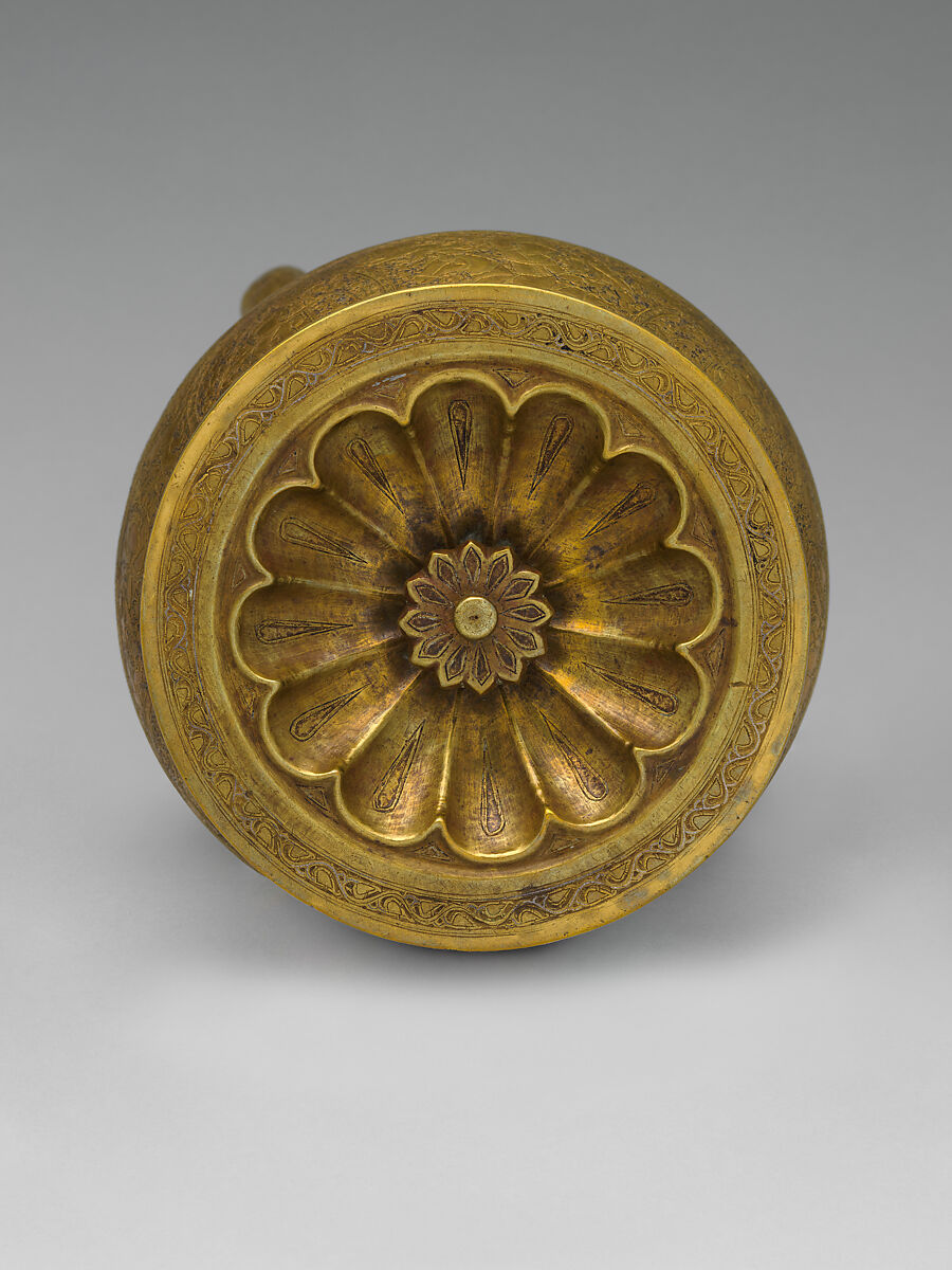 Ewer, Brass; originally inlaid with silver