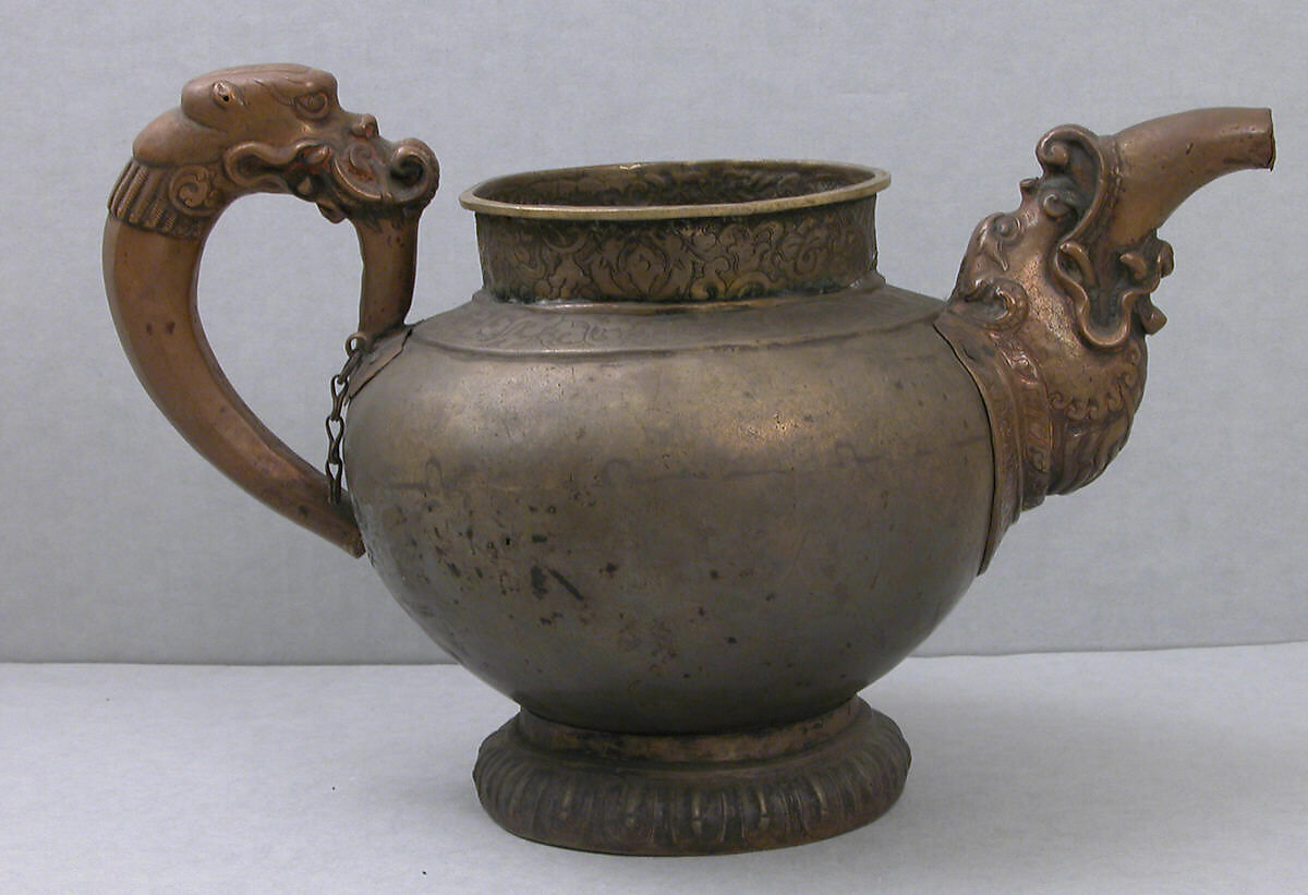 Teapot, Brass; with applied copper 
