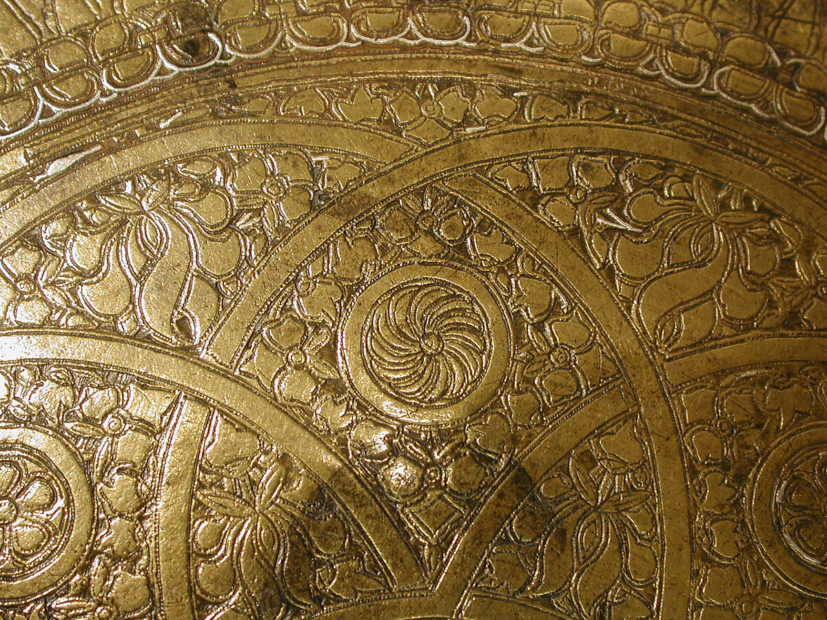 Basin, Brass; inlaid with silver