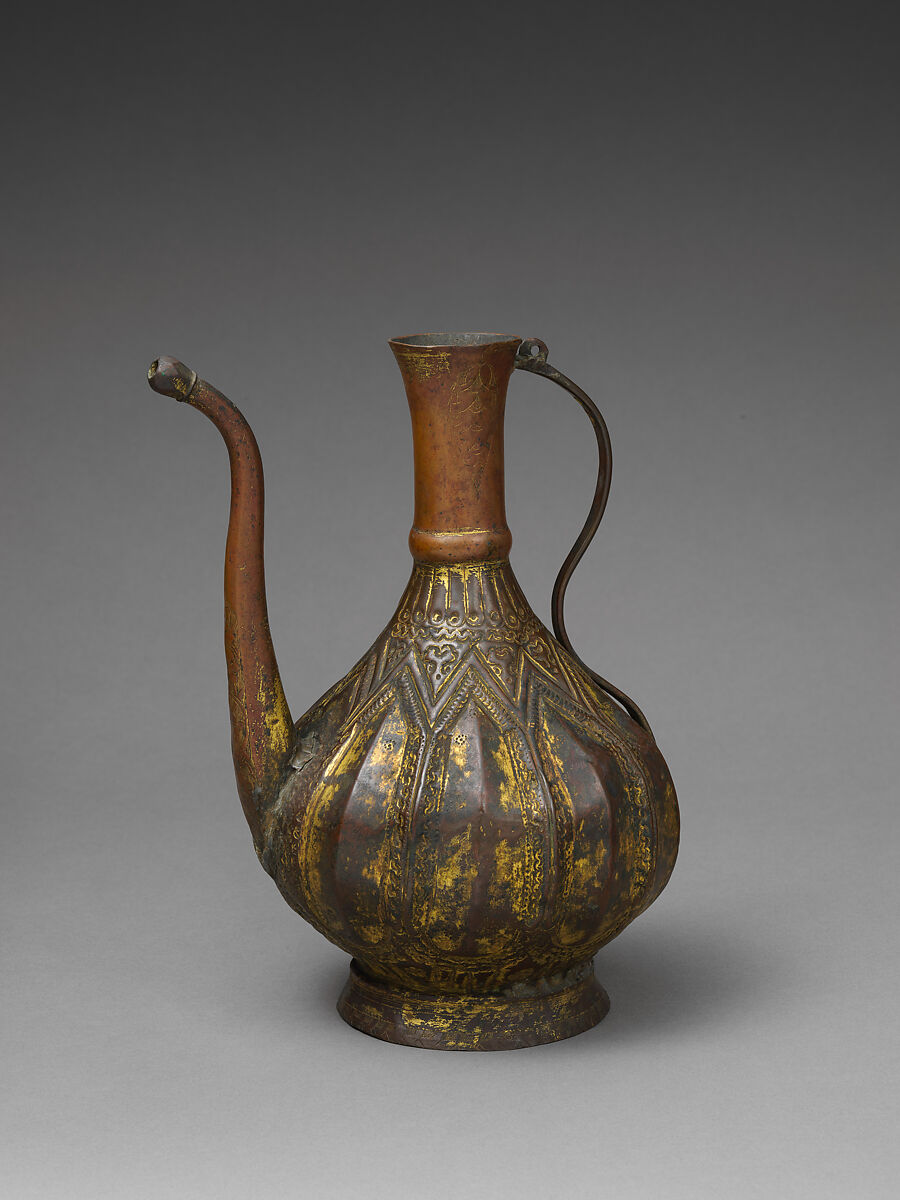 Ewer, Copper; repoussé, gilded 