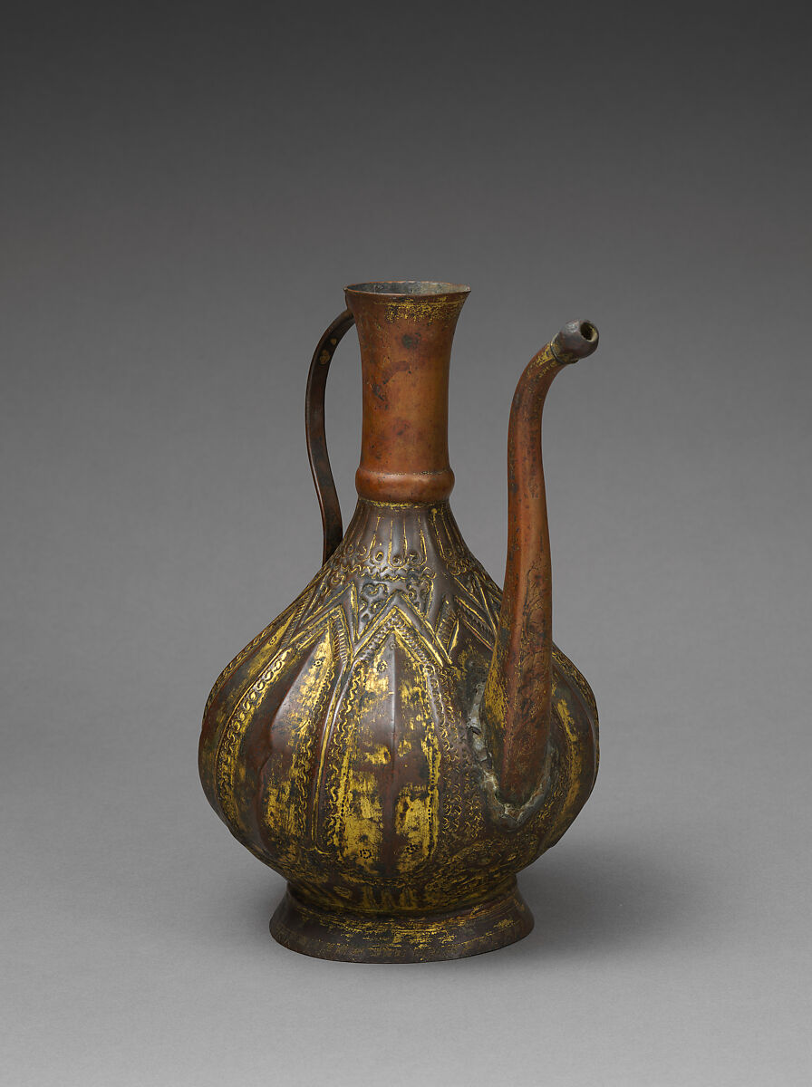 Ewer, Copper; repoussé, gilded