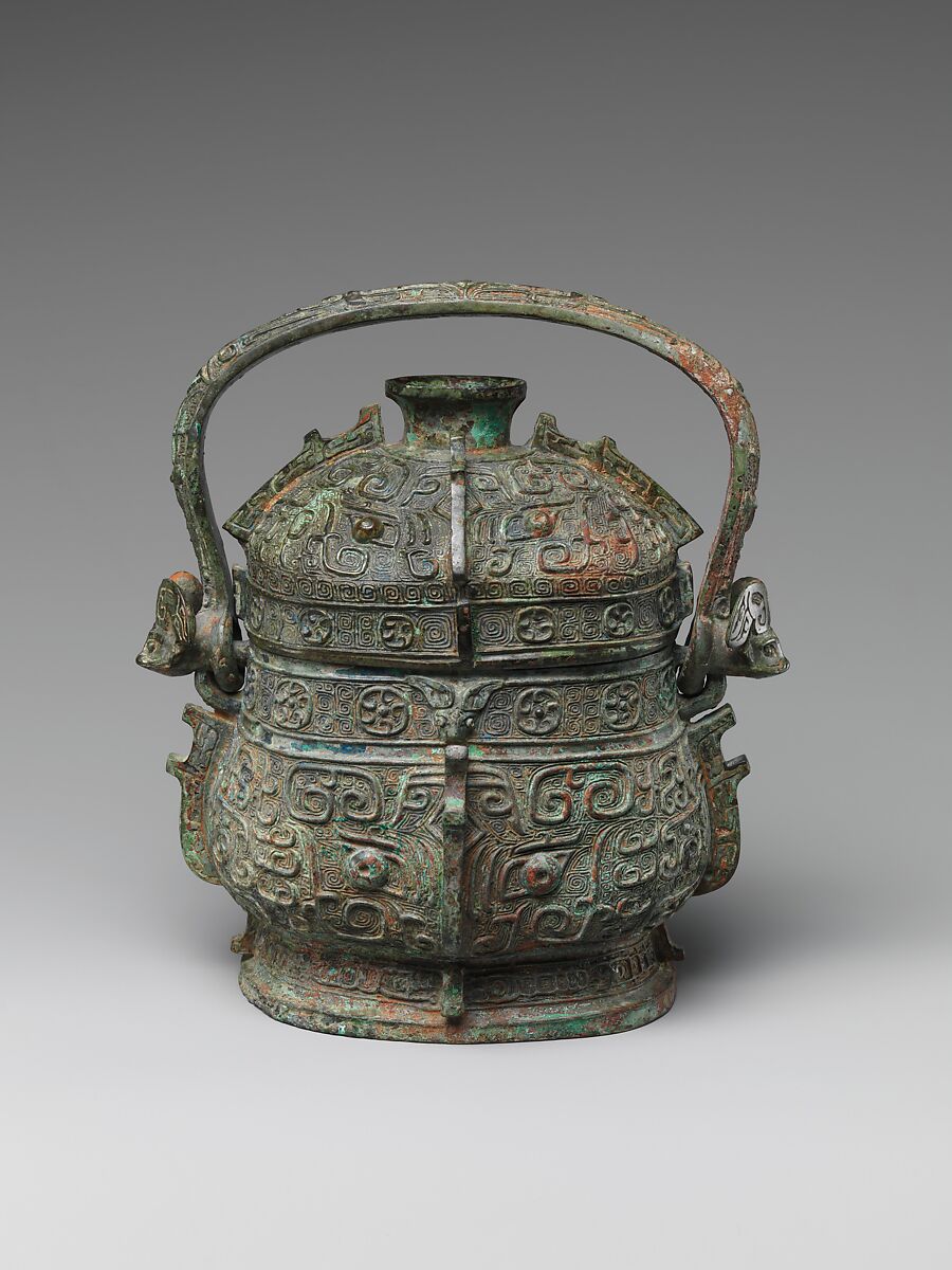 Ritual wine container with handle (You), Bronze, China 