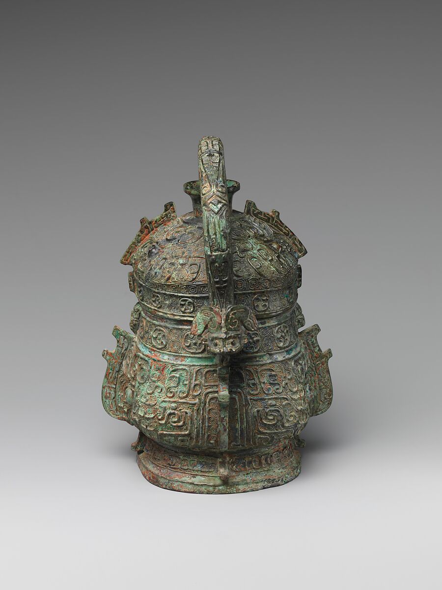 Ritual wine container with handle (You), Bronze, China