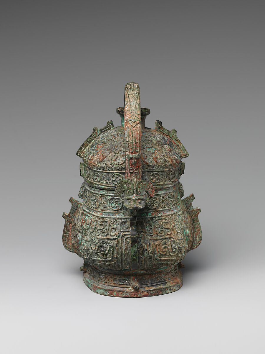 Ritual wine container with handle (You), Bronze, China