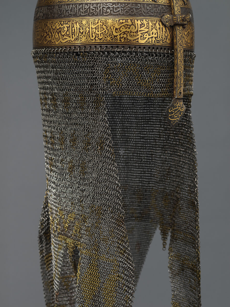 Helmet with Talismanic Inscriptions, Steel; damascened with gold