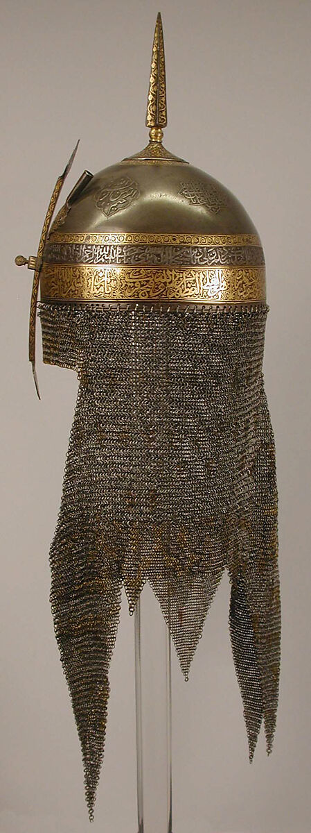 Helmet with Talismanic Inscriptions, Steel; damascened with gold