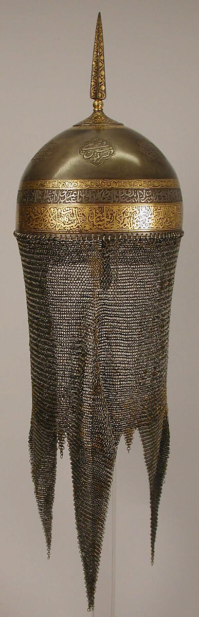 Helmet with Talismanic Inscriptions, Steel; damascened with gold