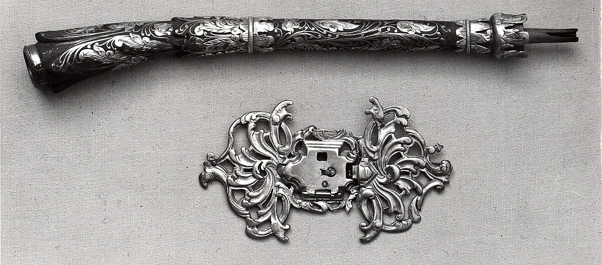 Fragment of a Pipe Stem, Silver, wood, and brass