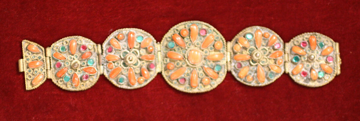 Bracelet, Gold, coral, turquoise