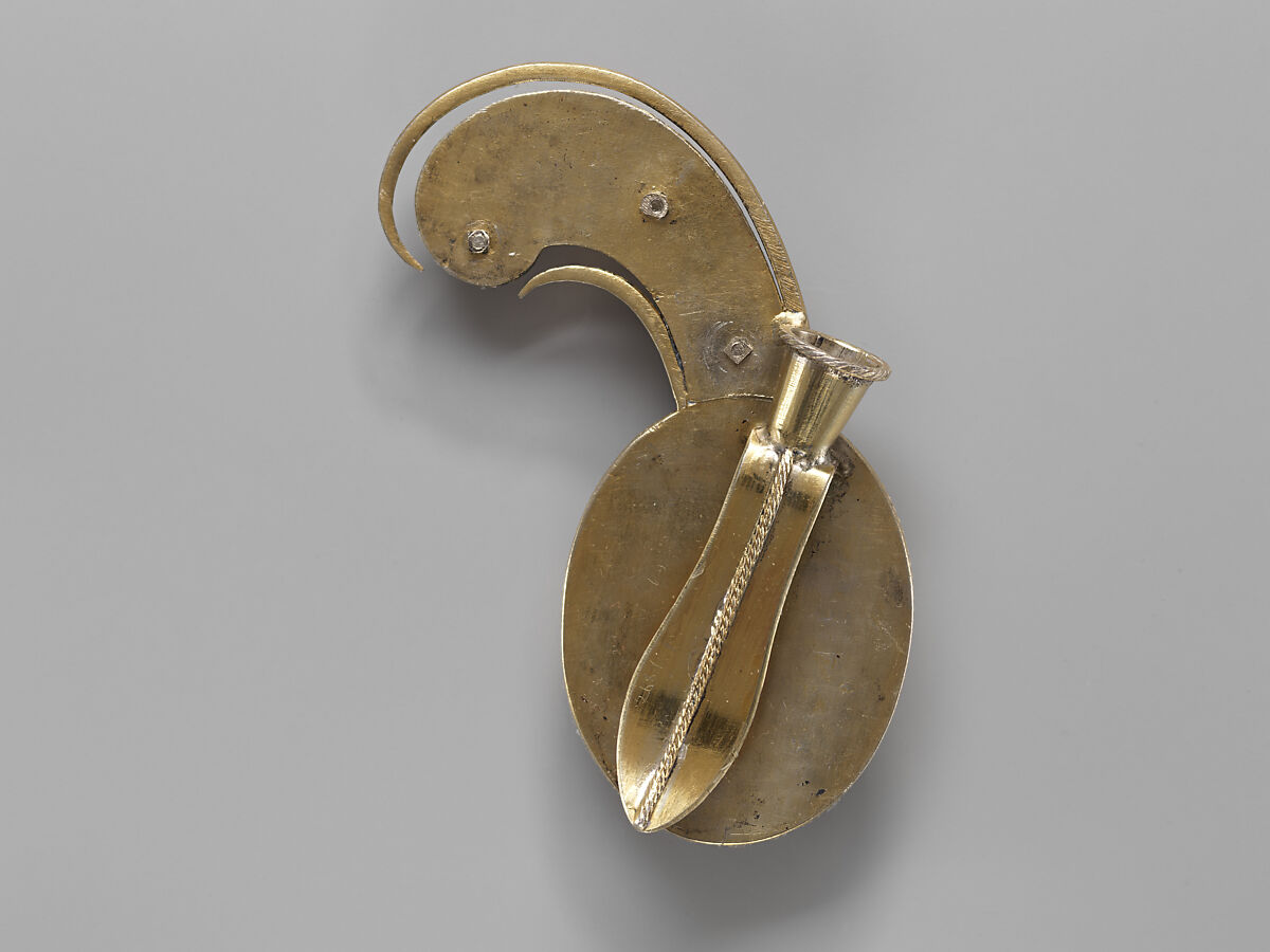 Turban Ornament, Silver sheet; gilded, applied with filigree, inlaid with enamel and colored glass/pearls