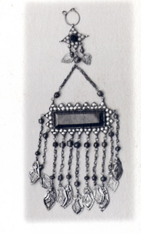 Pendant, One of a Pair, Silver, coral, amber, turquoise