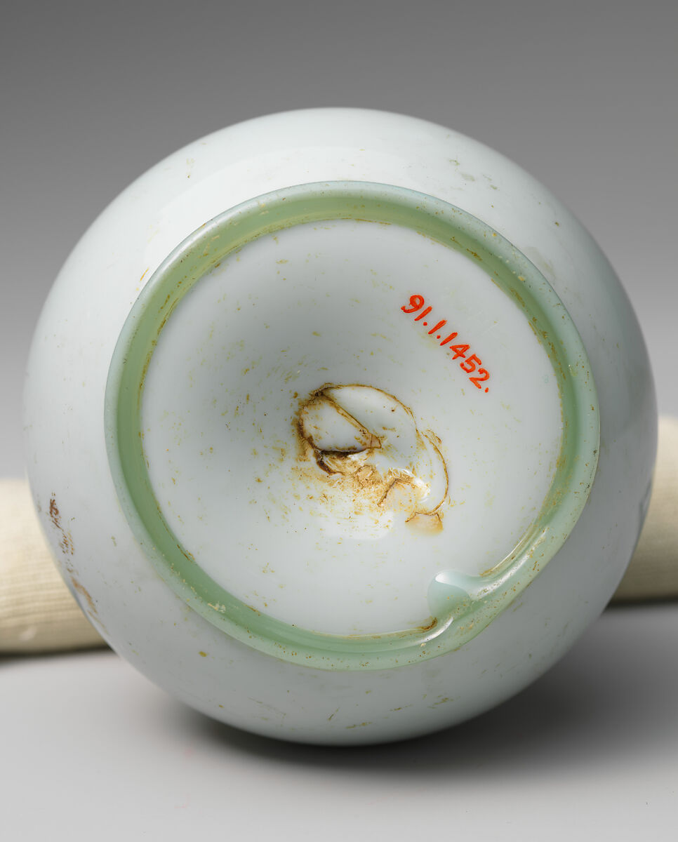 Bottle, Glass; free blown; tooled on the pontil