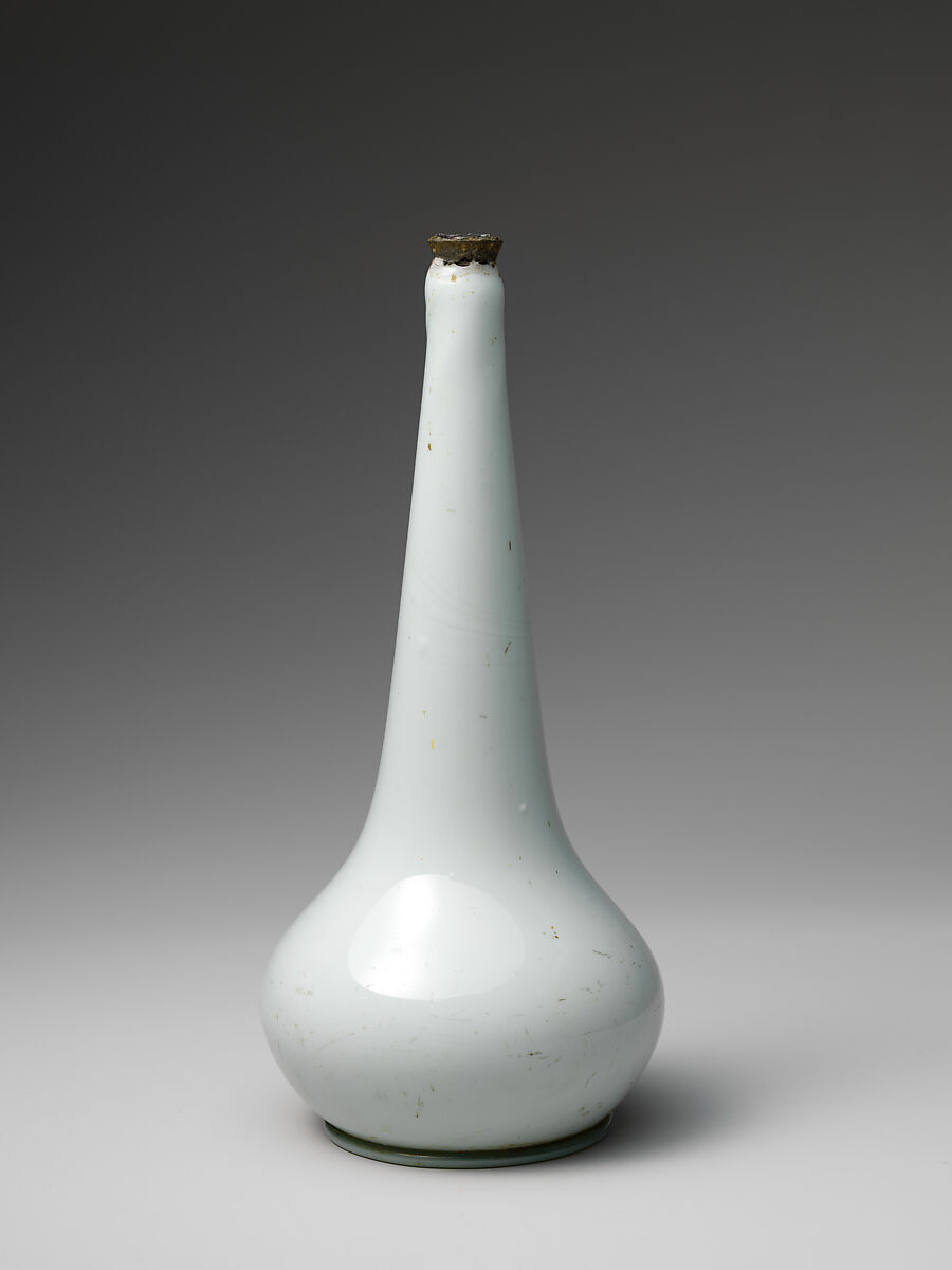 Bottle, Glass; free blown; tooled on the pontil