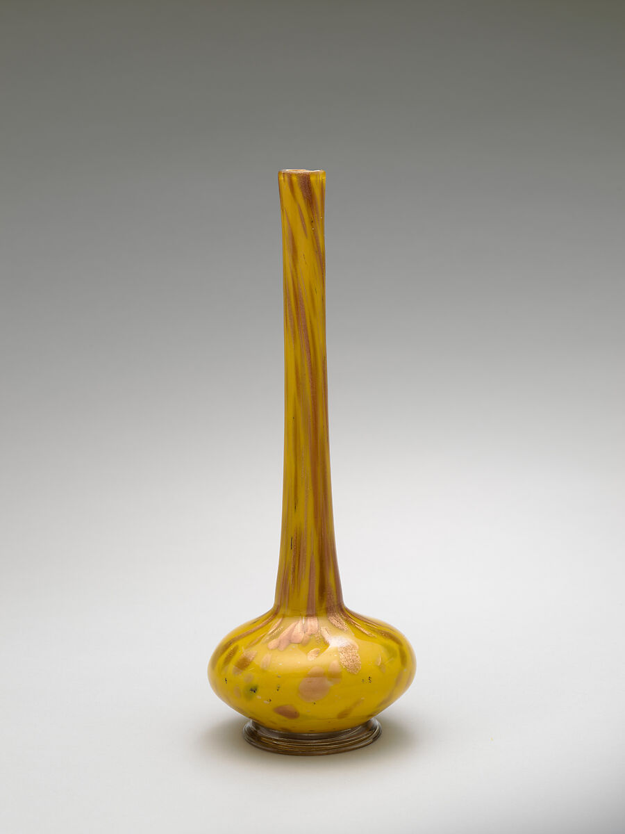 Bottle, Glass; free blown; tooled on the pontil