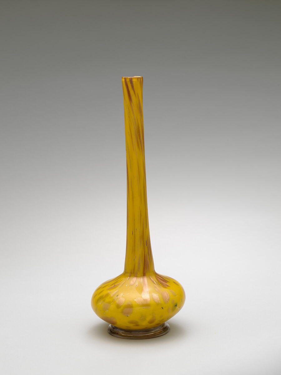 Bottle, Glass; free blown; tooled on the pontil
