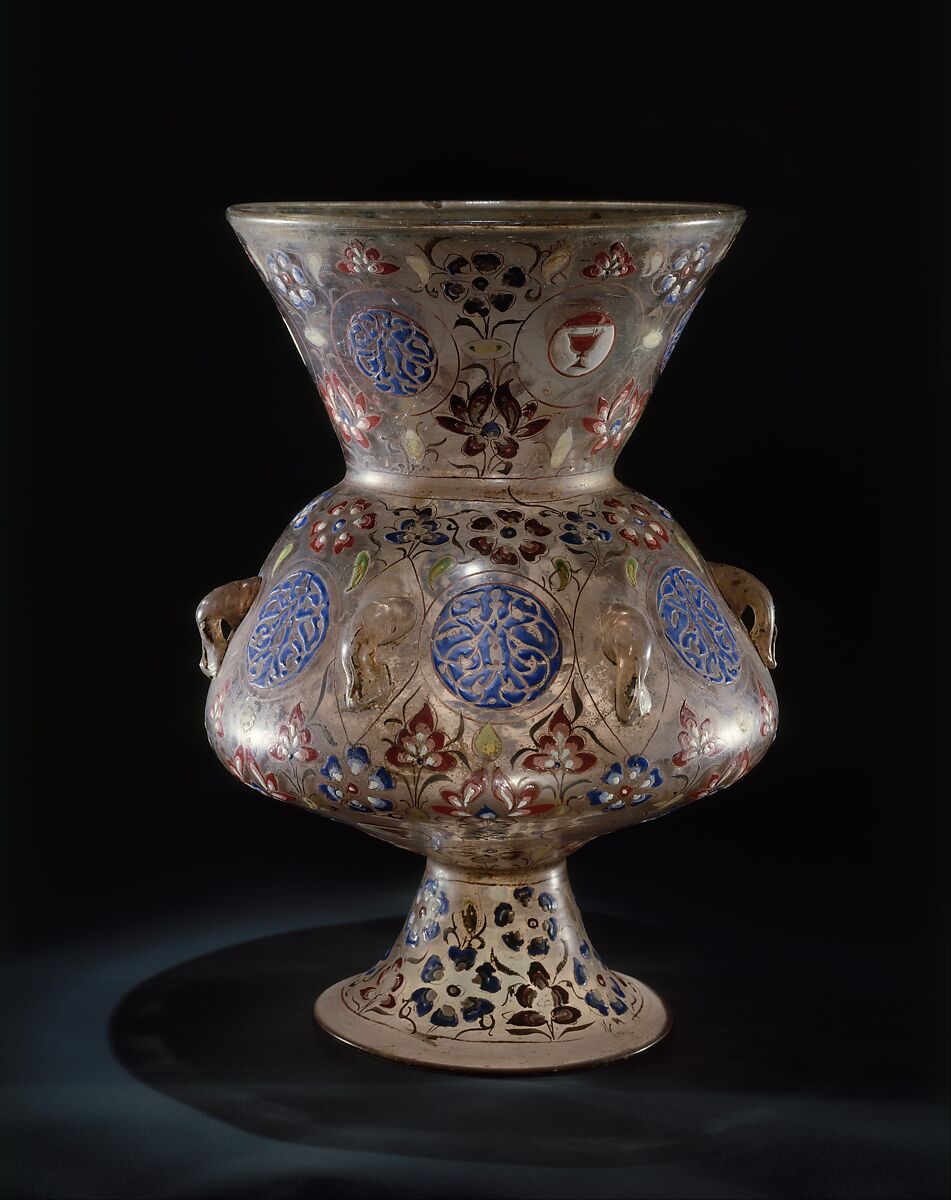 Mosque Lamp, Glass; enameled