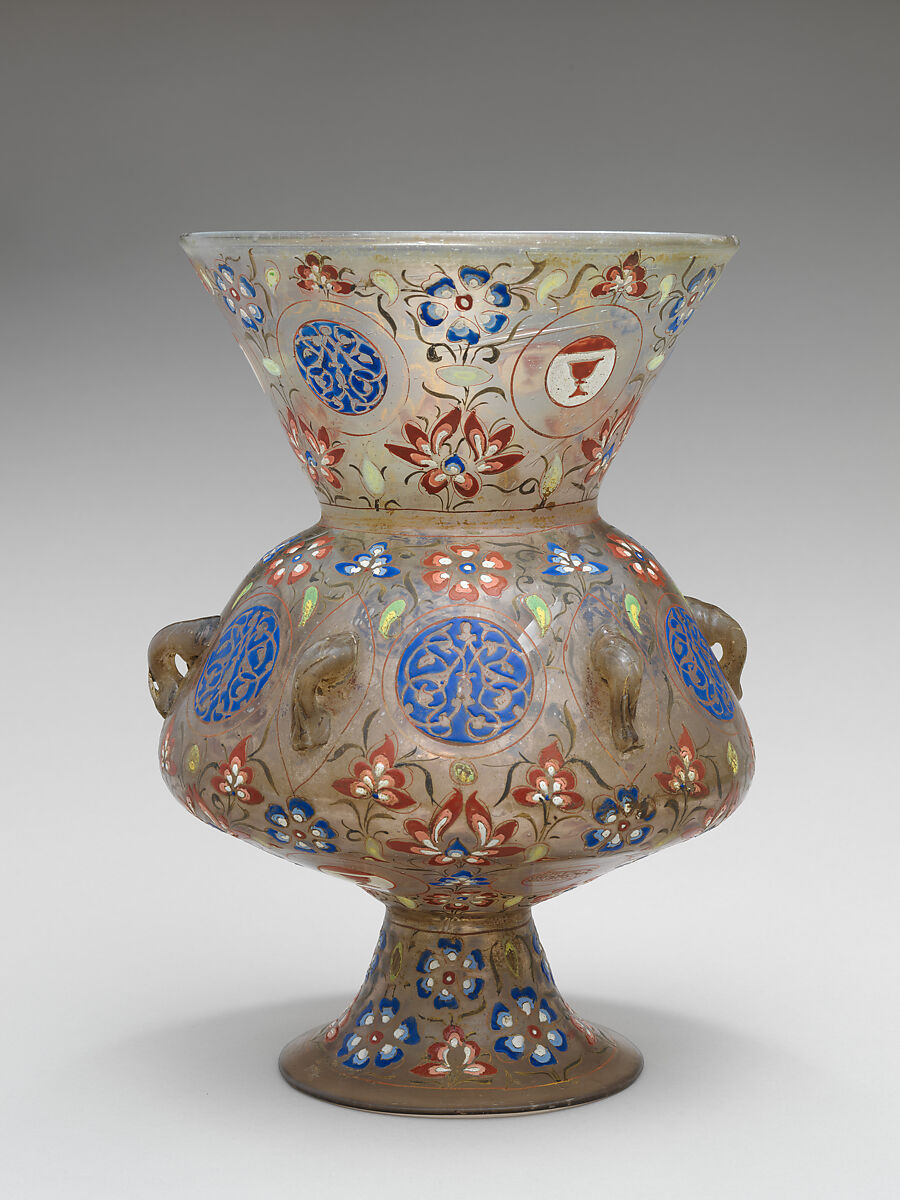 Mosque Lamp, Glass; enameled