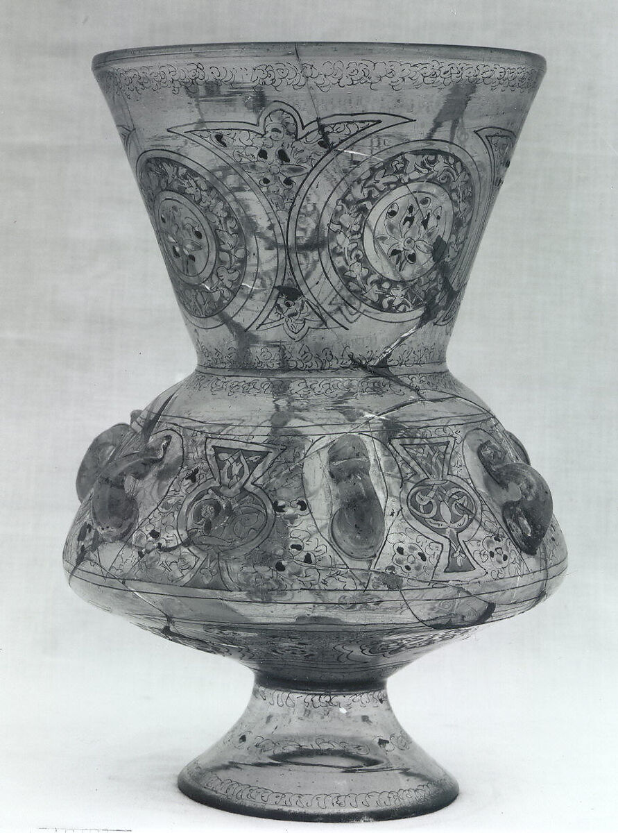 Mosque Lamp, Glass; enameled