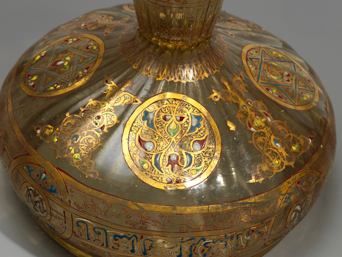 Footed Bowl with Eagle Emblem, Glass; dip-molded, blown, enameled, and gilded