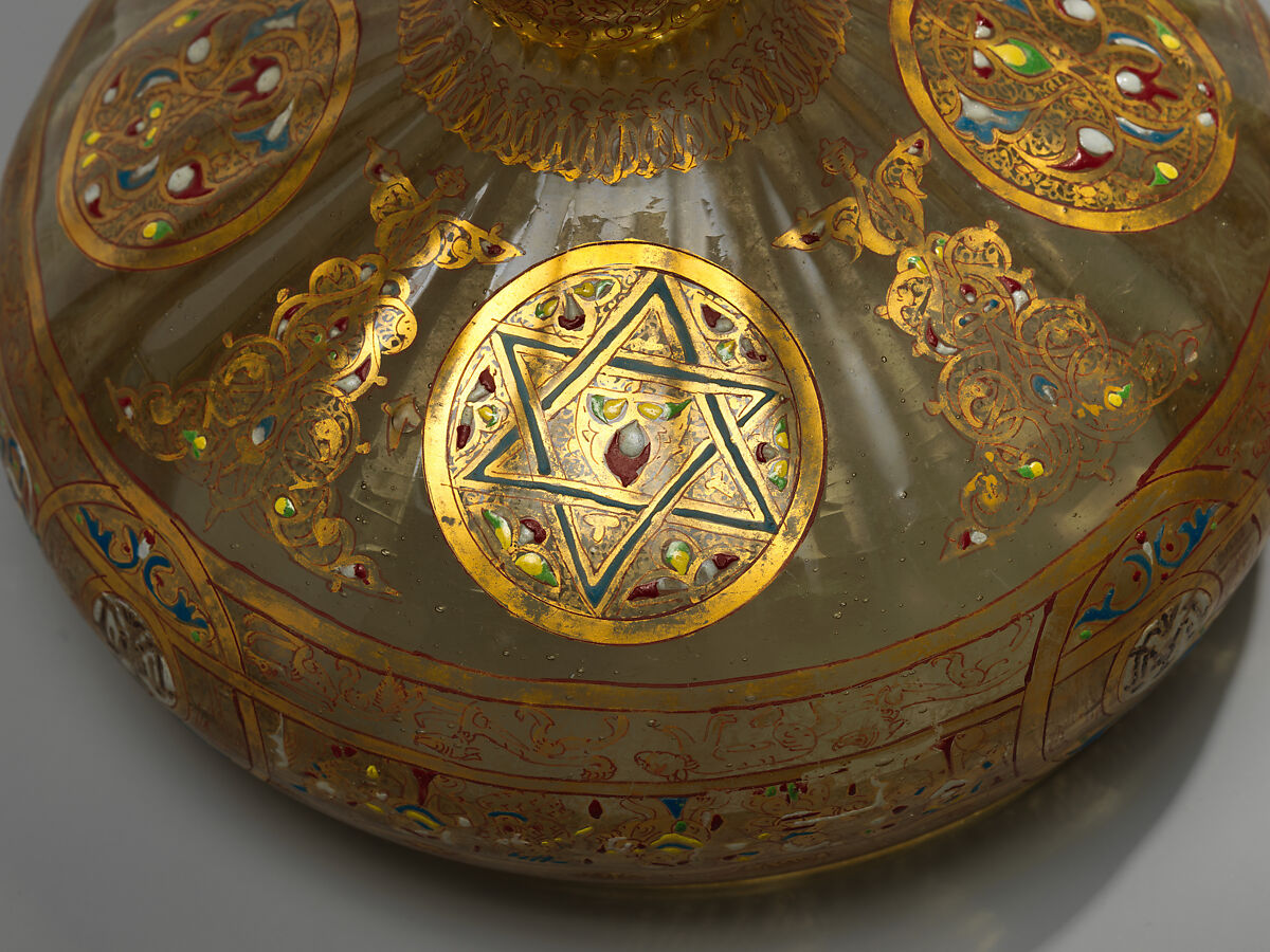 Footed Bowl with Eagle Emblem, Glass; dip-molded, blown, enameled, and gilded