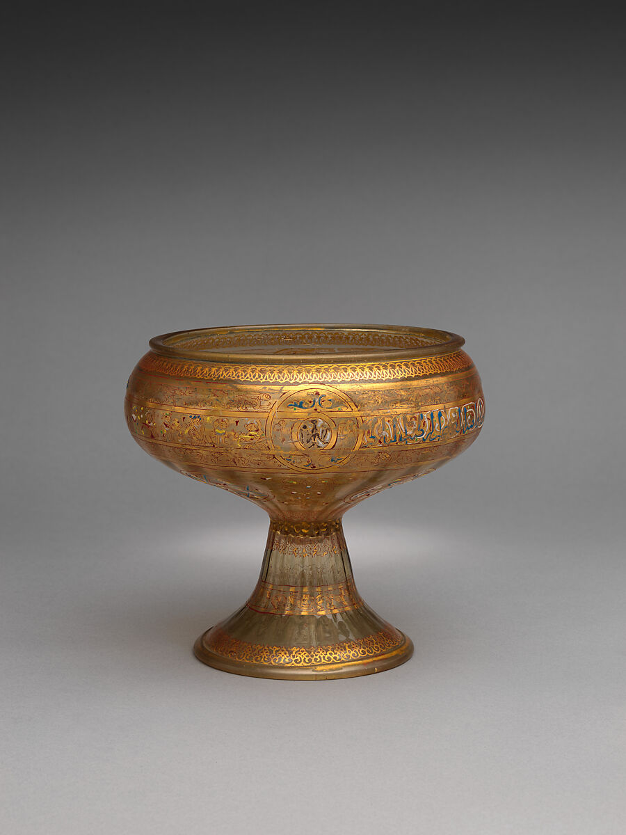 Footed Bowl with Eagle Emblem, Glass; dip-molded, blown, enameled, and gilded 