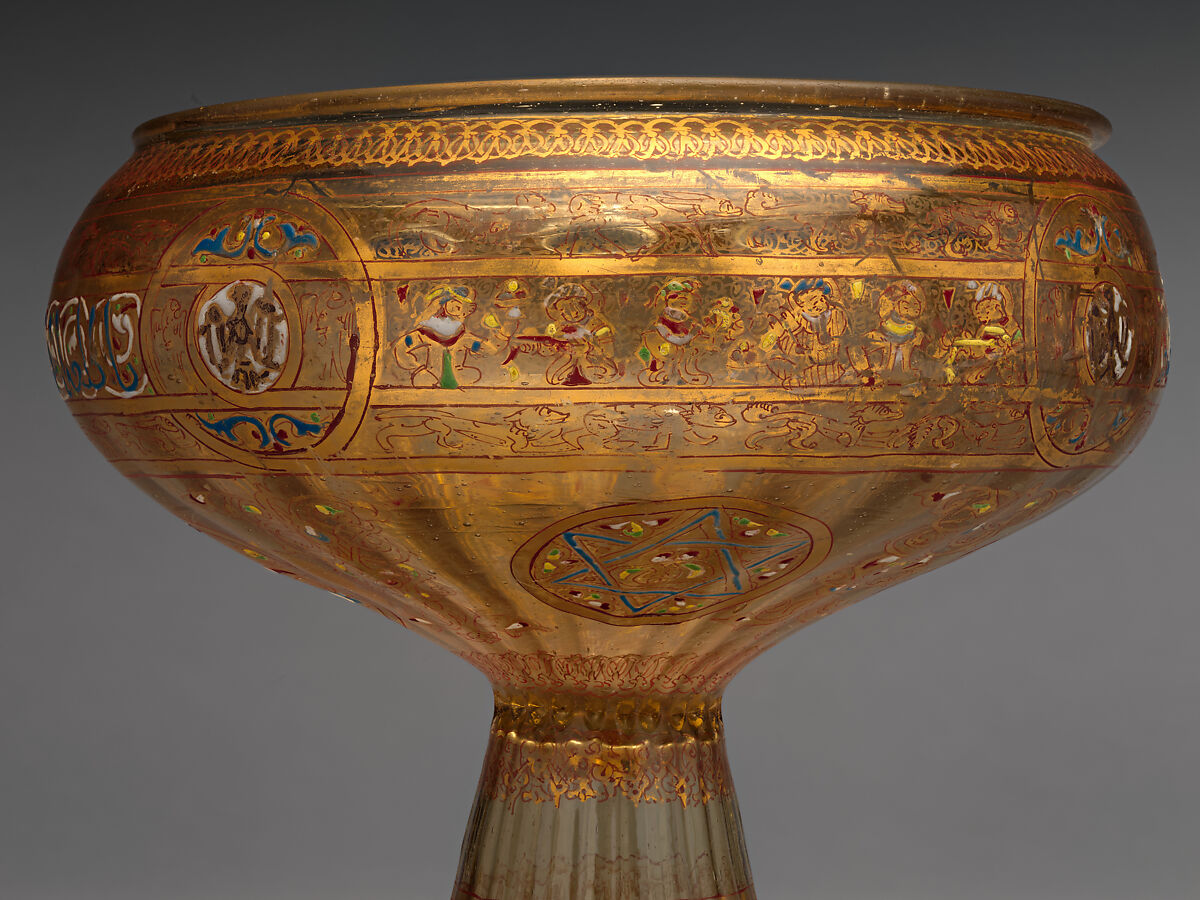Footed Bowl with Eagle Emblem, Glass; dip-molded, blown, enameled, and gilded