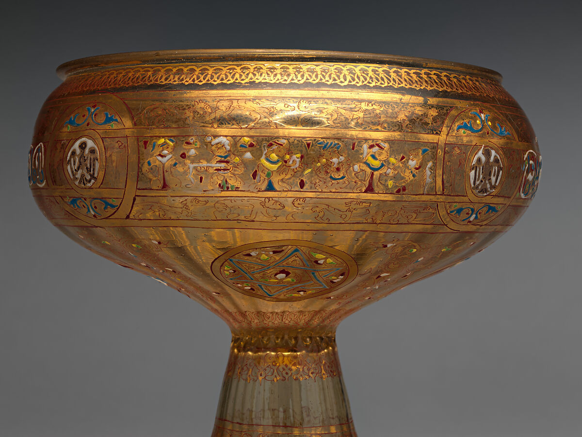 Footed Bowl with Eagle Emblem, Glass; dip-molded, blown, enameled, and gilded