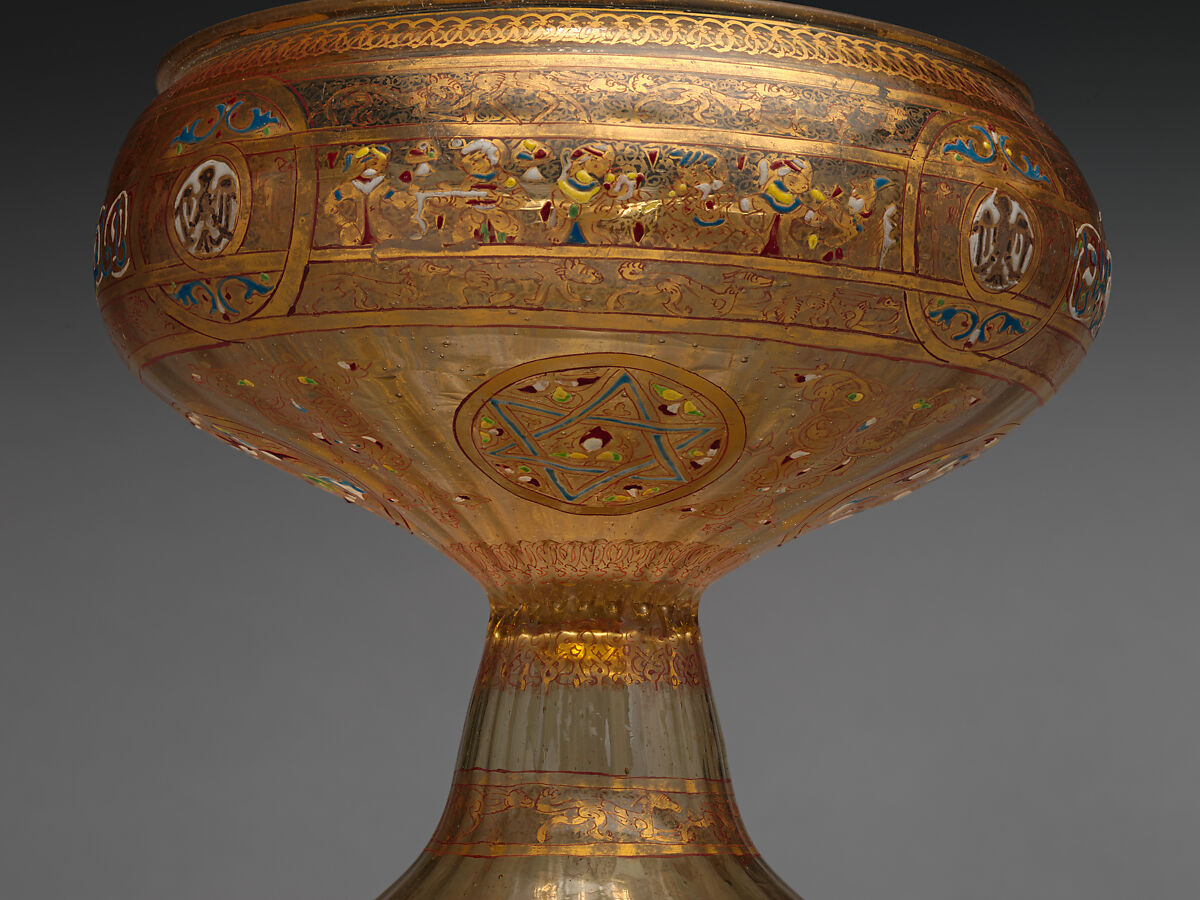 Footed Bowl with Eagle Emblem, Glass; dip-molded, blown, enameled, and gilded