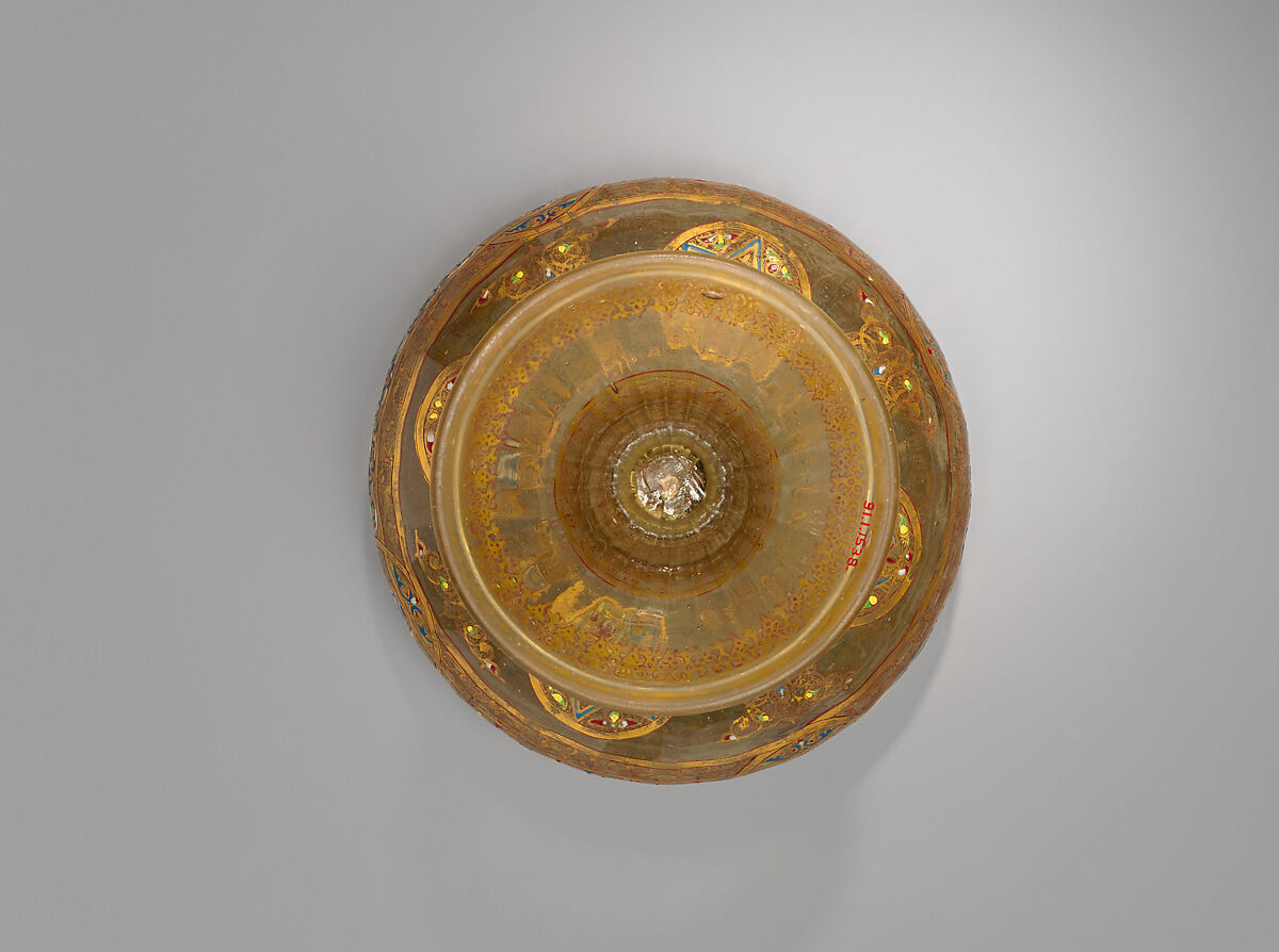 Footed Bowl with Eagle Emblem, Glass; dip-molded, blown, enameled, and gilded