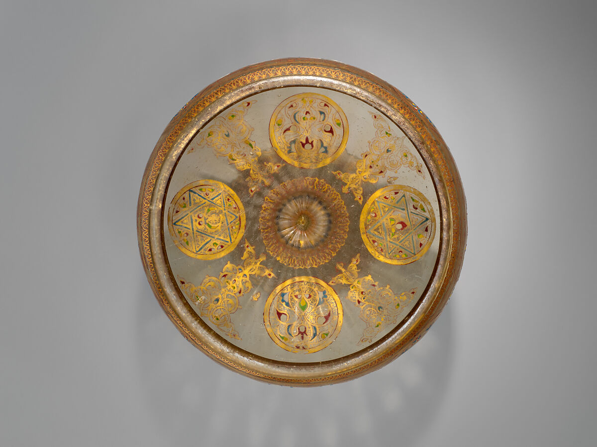 Footed Bowl with Eagle Emblem, Glass; dip-molded, blown, enameled, and gilded