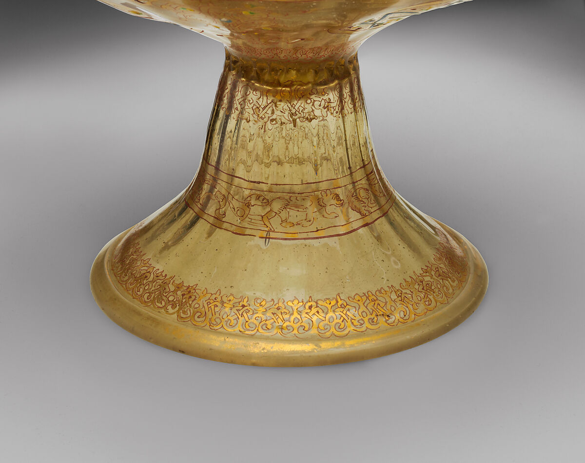 Footed Bowl with Eagle Emblem, Glass; dip-molded, blown, enameled, and gilded