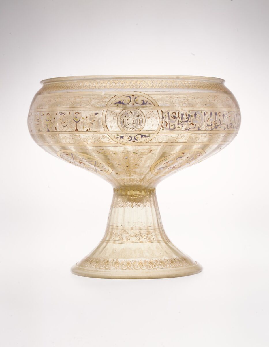 Footed Bowl with Eagle Emblem, Glass; dip-molded, blown, enameled, and gilded