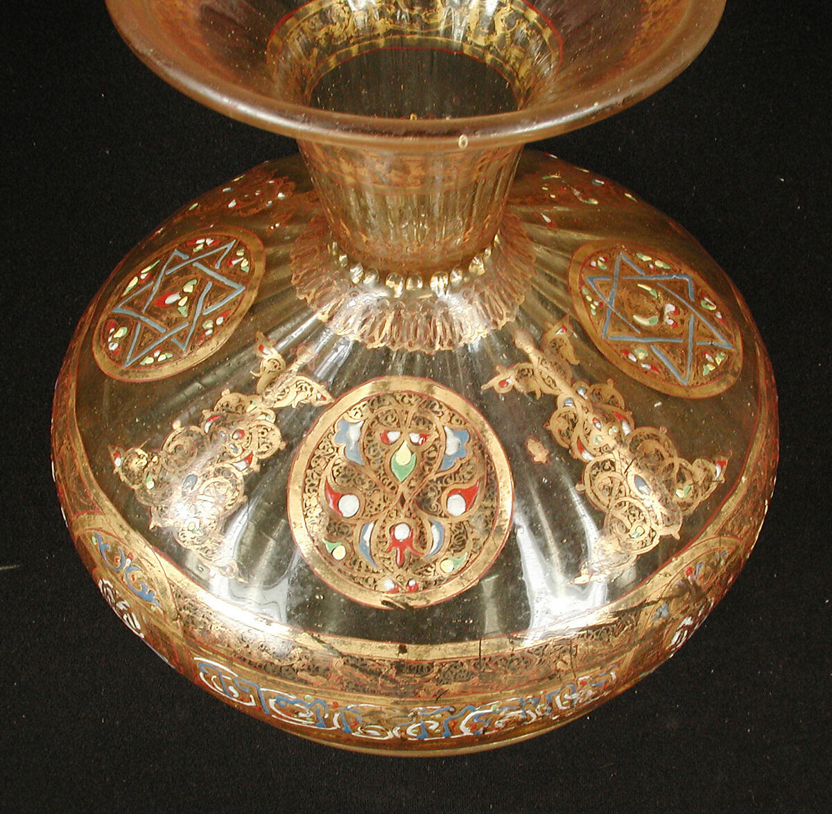 Footed Bowl with Eagle Emblem, Glass; dip-molded, blown, enameled, and gilded