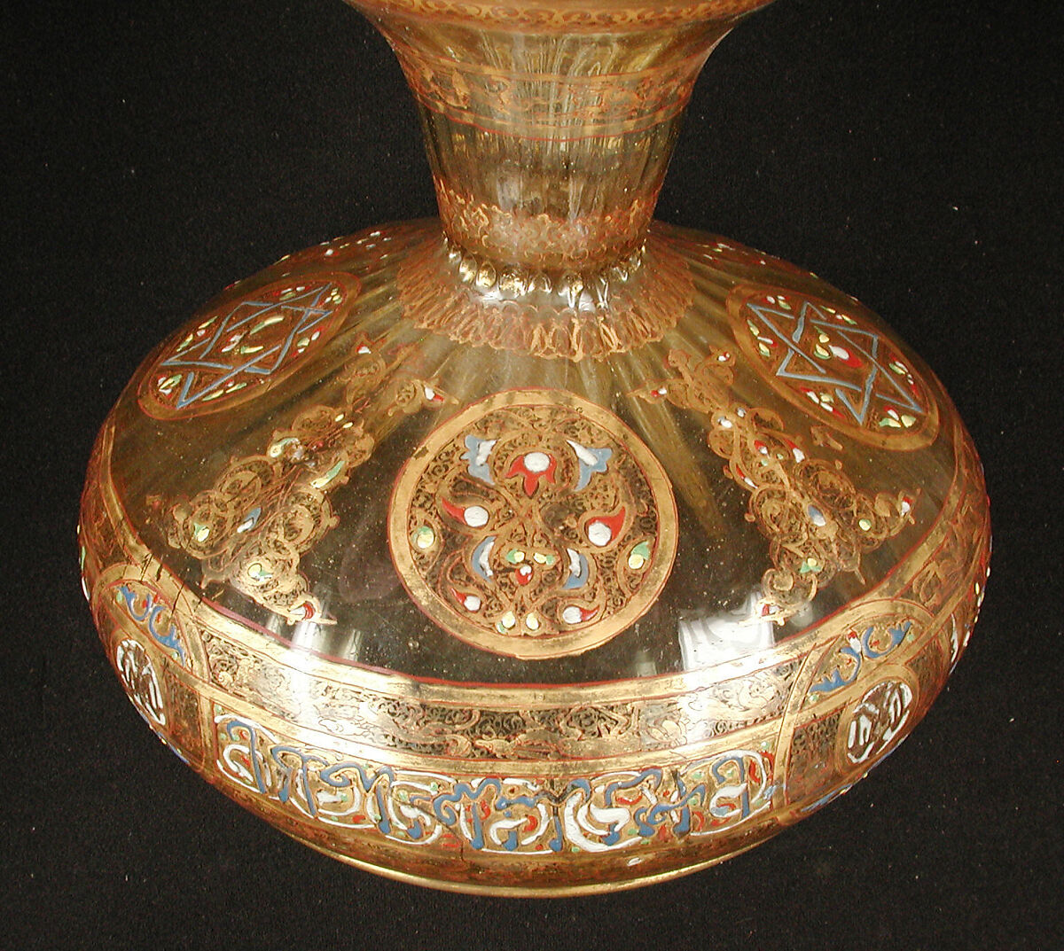 Footed Bowl with Eagle Emblem, Glass; dip-molded, blown, enameled, and gilded