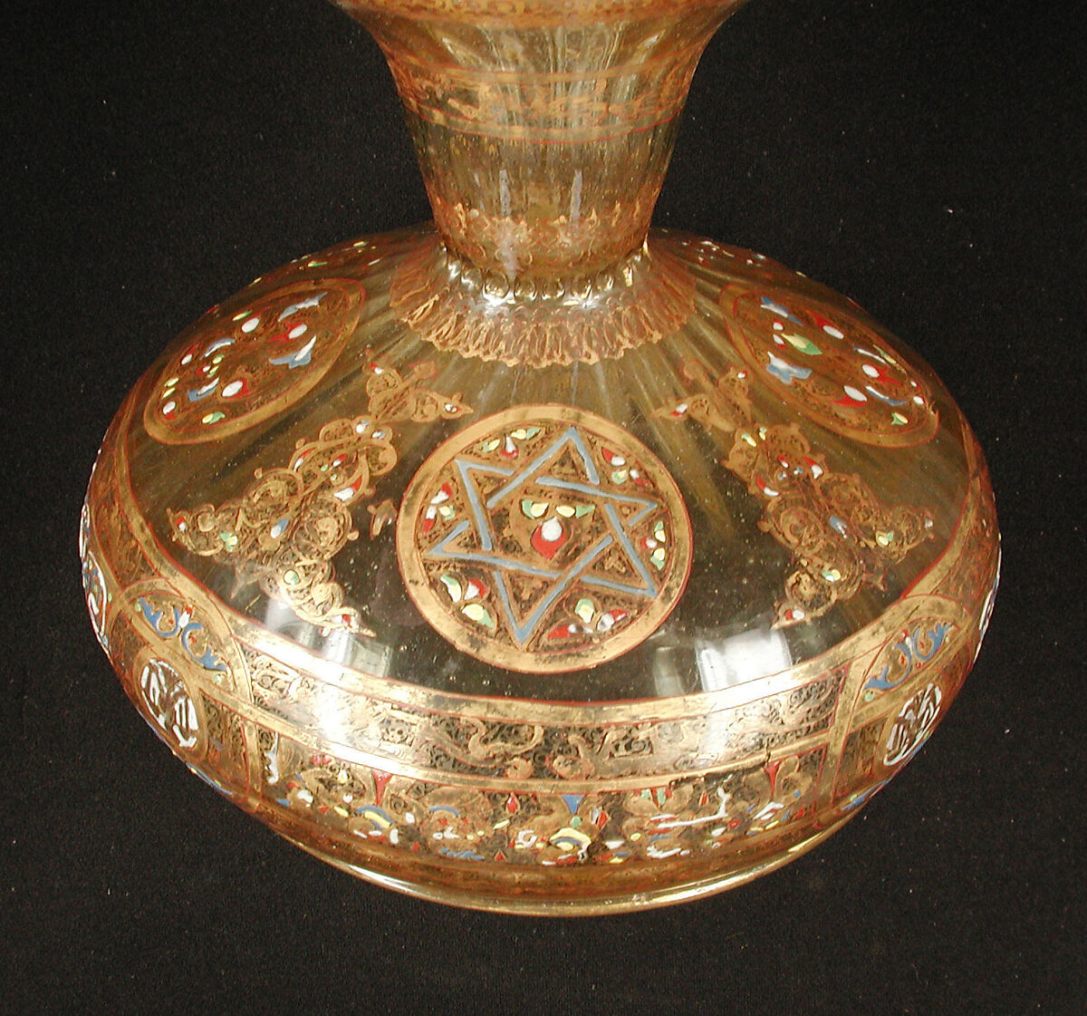 Footed Bowl with Eagle Emblem, Glass; dip-molded, blown, enameled, and gilded