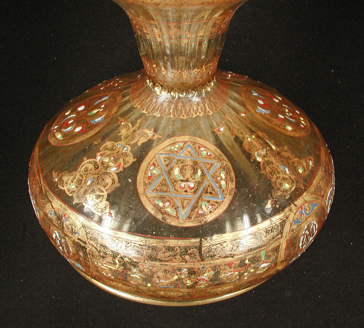 Footed Bowl with Eagle Emblem, Glass; dip-molded, blown, enameled, and gilded