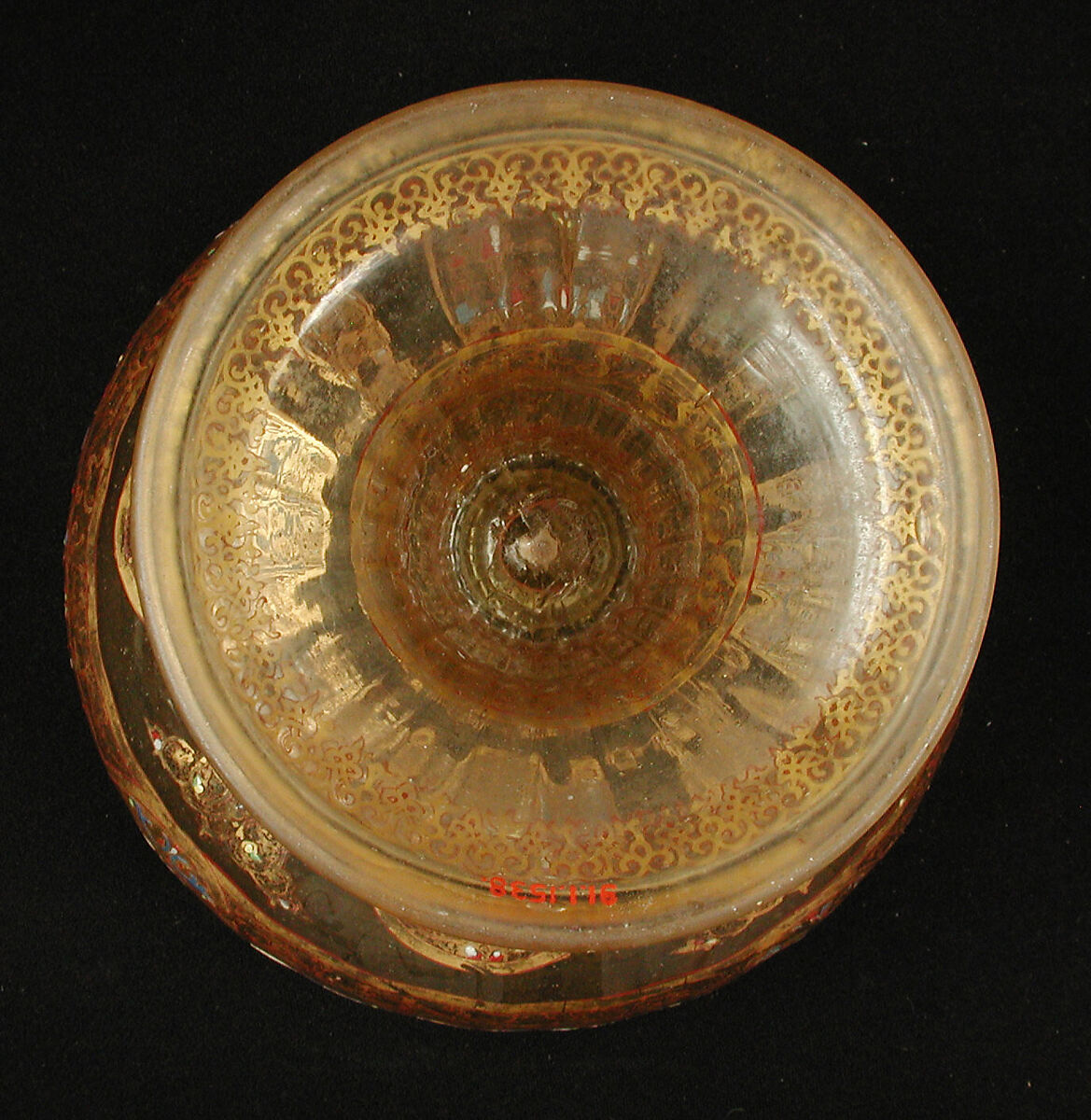 Footed Bowl with Eagle Emblem, Glass; dip-molded, blown, enameled, and gilded
