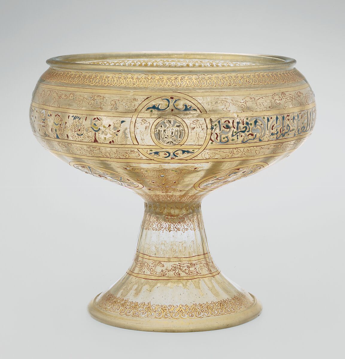 Footed Bowl with Eagle Emblem, Glass; dip-molded, blown, enameled, and gilded
