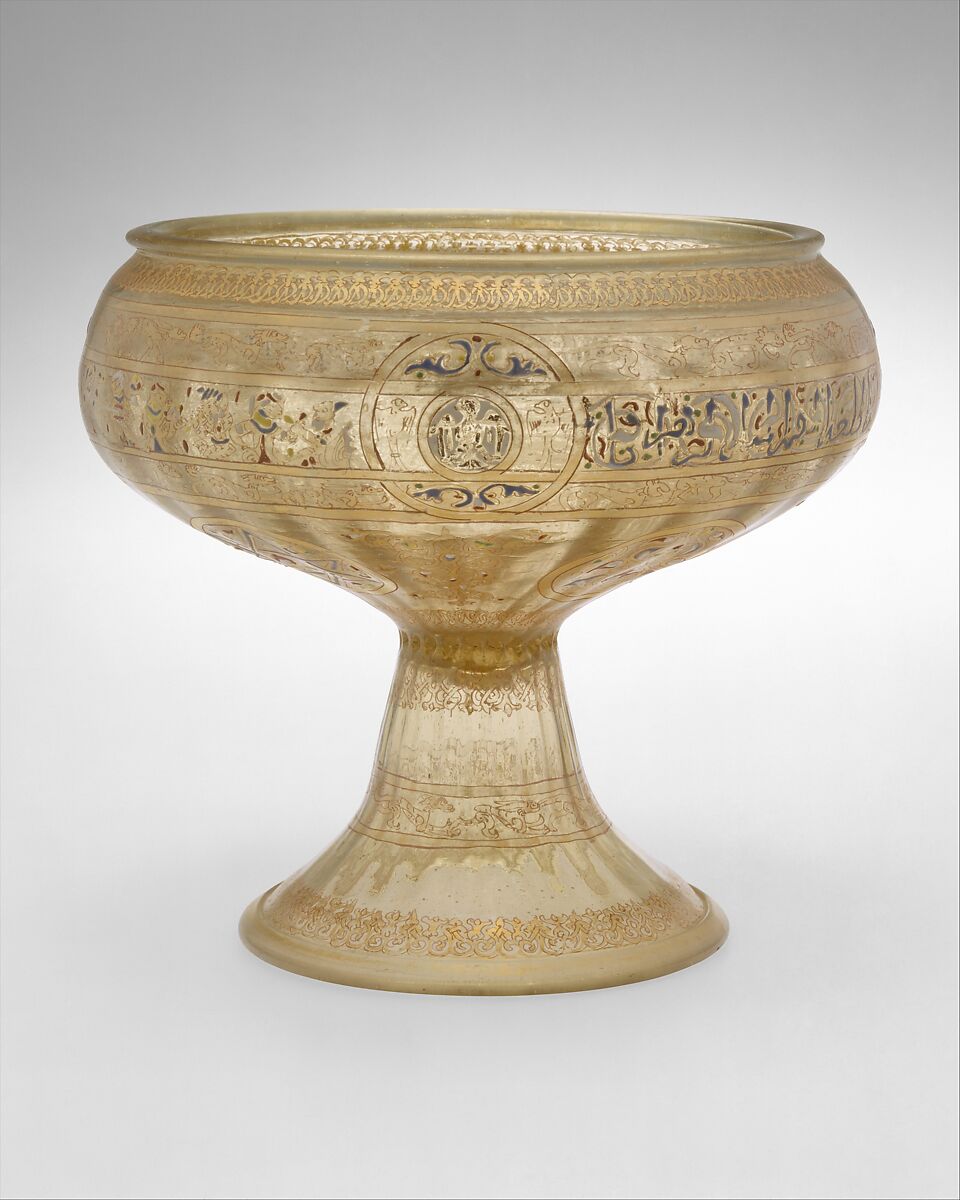 Footed Bowl with Eagle Emblem, Glass; dip-molded, blown, enameled, and gilded