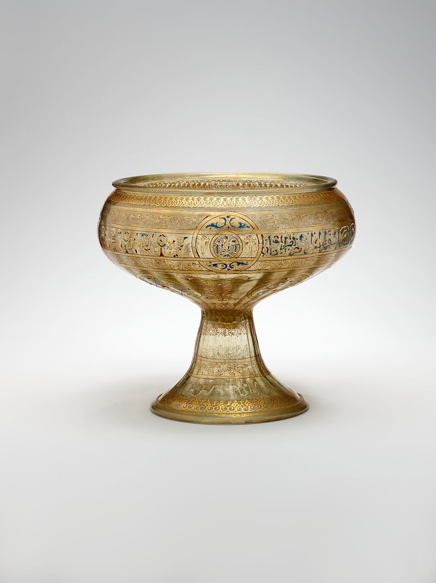 Footed Bowl with Eagle Emblem, Glass; dip-molded, blown, enameled, and gilded 