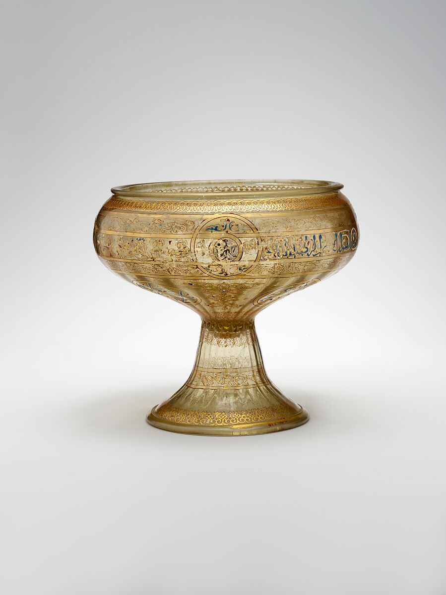 Footed Bowl with Eagle Emblem, Glass; dip-molded, blown, enameled, and gilded