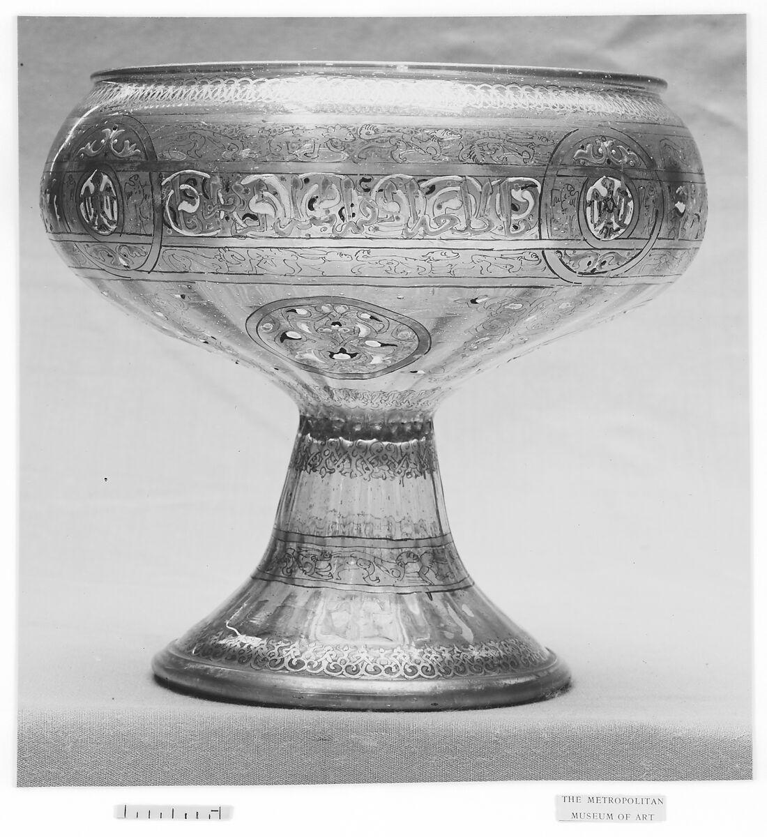 Footed Bowl with Eagle Emblem, Glass; dip-molded, blown, enameled, and gilded