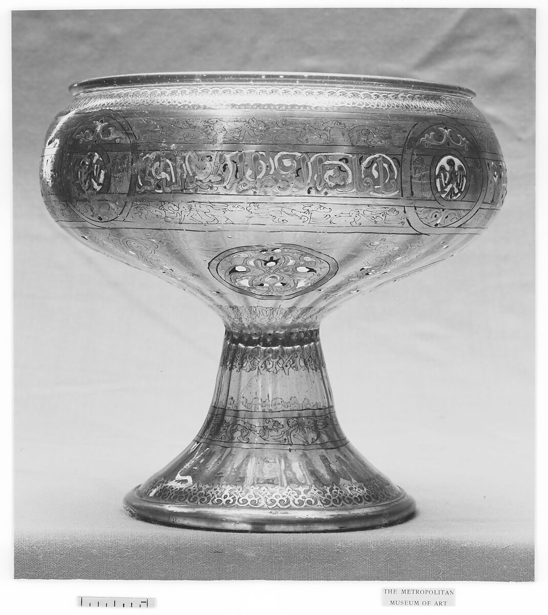 Footed Bowl with Eagle Emblem, Glass; dip-molded, blown, enameled, and gilded