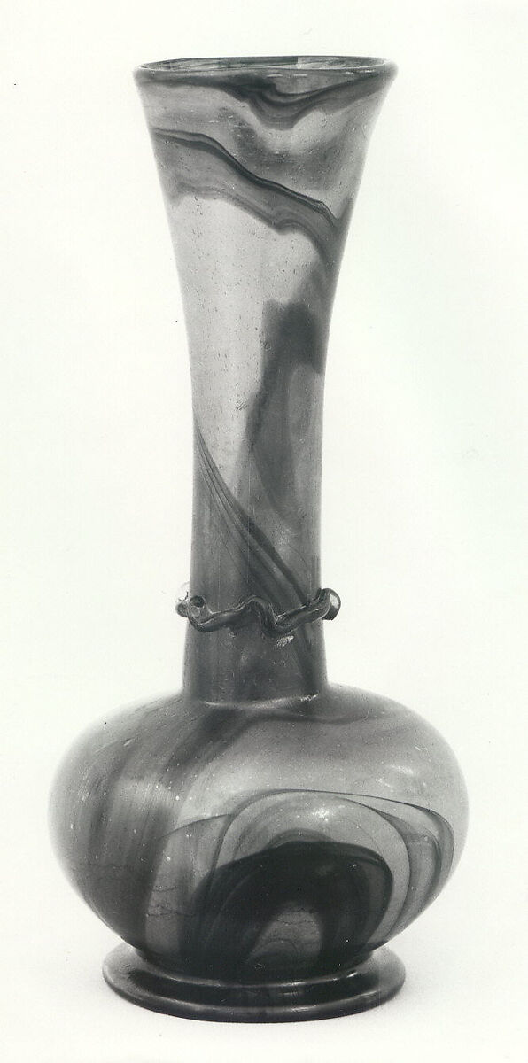 Bottle, Glass; blown, applied decoration; tooled on the pontil