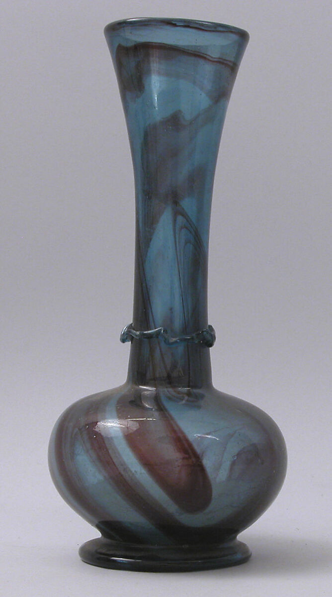 Bottle, Glass; blown, applied decoration; tooled on the pontil 