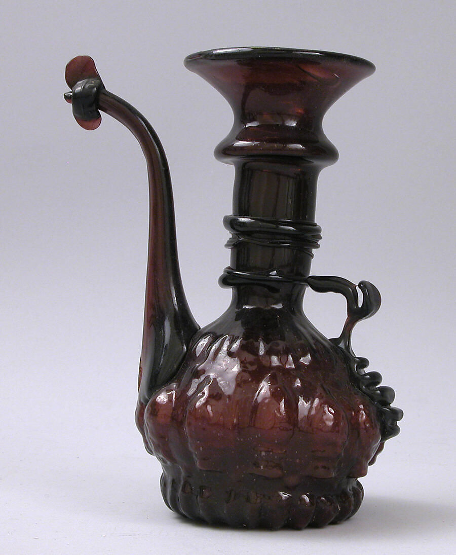 Ewer, Glass; mold-blown with applied decoration